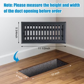 Baquler 12 Pcs Floor Register with Cover Trap 4" x 10" Set, Including 6 Walkable Design Vent Covers and 6 Air Vent Mesh Filters for Home Floor Replacement
