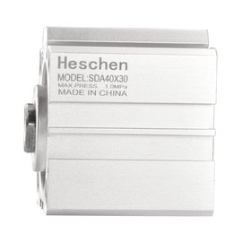 Heschen Pneumatic Compact Aluminum Air Cylinder, SDA 40-30, Bore 40mm, Stroke 30mm, PT1/8'' Port Size, Double Acting