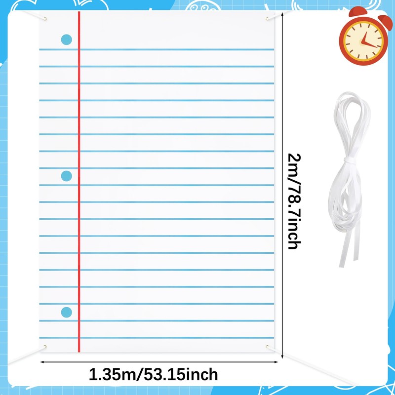 JANYUN Notebook Paper Backdrop, School Bulletin Board Classroom Door Decoration
