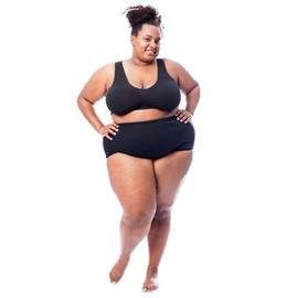 All Woman Plus Size Panties Briefs 100% Cotton With Tunnelled Waist SINGLE PAIR Black