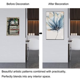 Breaker Box Cover Decorative Wall Mounted Electrical Panel Cover，Hide Fuse Box Painterly Design for Living Room Home Office (13.7x17.7in)