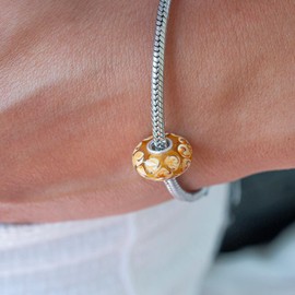 MATERIA by Matthias Wagner 926 Toffee Glass Bead Pendant Brown Caramel for Beads Bracelet/Chain, Sterling Silver Glass