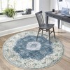 MUJOO Blue Round Rug 5ft,Circle Washable Area Rugs for Bedroom
