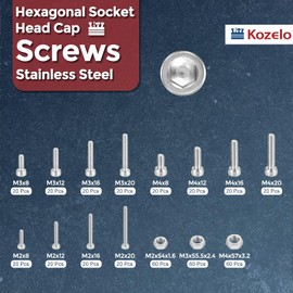 Kozelo 420pcs Socket Head Cap Screws Bolts Nuts Assortment Kit - [M2/M3/M4] 304 Stainless Steel Allen Socket Drive for 3D Printer