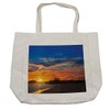 Lunarable Santa Monica Pier Shopping Bag, California Sunset on Pier