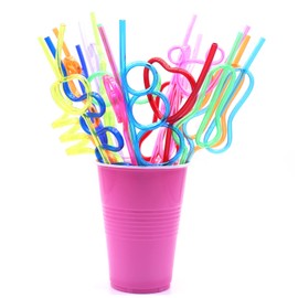 Crazy Straw, 24PCS Reusable Colorful Straws, Crazy Drinking Straw for Valentines Day Christmas Birthday Wedding Party