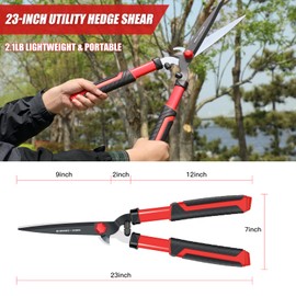 DRM-GDNER Garden Hedge Shear with Bypass Shear,Garden Hedge Trimmer with Shock Absorbing Cushion,Hedge Clipper for Trimming Border,Bush