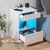 HOMMPA Open Shelf LED Nightstand with Charging Station 2 Drawers
