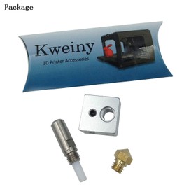 kweiny MK10 Hotend Kit para impresora 3D | Boquilla de latón M7 y garganta con tubo PTFE y bloque de calentador de aluminio | Versión mejorada con termistor M3 y M4