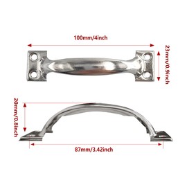 bociloy 12Pcs 4" Metal Gate Pull Handle, Vintage Barn Door Pulls Utility Door Handle Cabinet Drawer Pulls for Wooden Fences Garage Cupboard Dresser, Silver