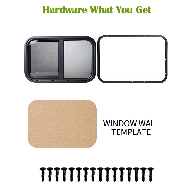 24"x20" RV Sliding Window - Horizontal Teardrop Style, DOT-Certified Tempered