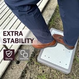 GWNF3.35'' Step Stool – Lightweight, Non-Slip Step Stools for Seniors, Kids & Adults | Wide Mobility Step Stool for Bedside, Car, Kitchen, Bathroom & Daily Use（Grey-White）