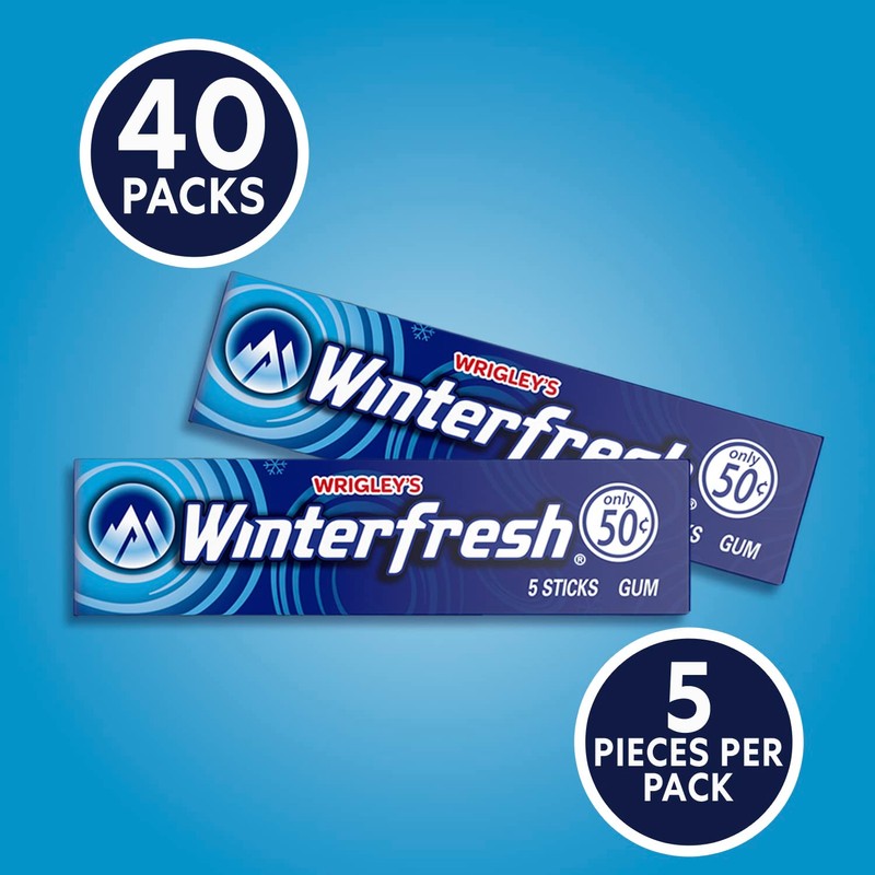 Winterfresh Wrigley's Chewing Gum Bulk Pack, 5 Sticks Per Pack