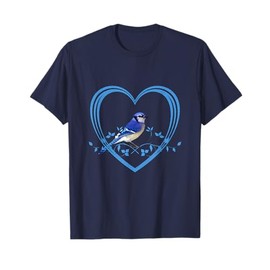 Blue Jay Bird in Heart T-Shirt