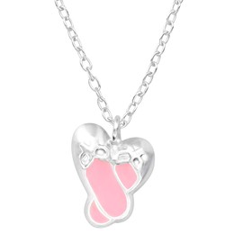 Ballerina Necklace Pink Pointe Shoes 925 Sterling Silver