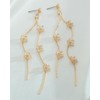 FAUTHENTICUTE Gold CZ Flower Dangle Earrings For Women 2pcs Long