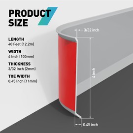 FCSOTSPS Baseboard Trim, 40 Feet x 4 Inch Peel and Stick Flexible Baseboard Molding Trim, Self Adhesive Vinyl Baseboard Cove Base, Base Boards for Walls with 1 PCS Utility Knife,Gray