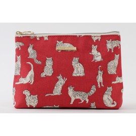 DDintex FLORET LONDON BASIC Pouch, L, Miao, Red, 7.1 x 4.7 x 2.2 inches (18 x 12 x 5.5 cm) [With Liberty Print]