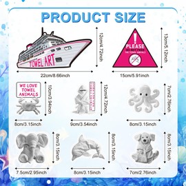 8pcs Towel Animals Cruise Door Magnets, Funny Large Carnival Ship Cabin Door Decoration Magnetic for Refrigerator Car Fridge Decor