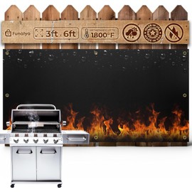 Funalya 3'x 5' Ft Grill Heat Shield Heavy Duty Fireproof Fence Cover, Stove Protector, Balcony Privacy Screen, Wall Cover Behind Grill, Fence Protector