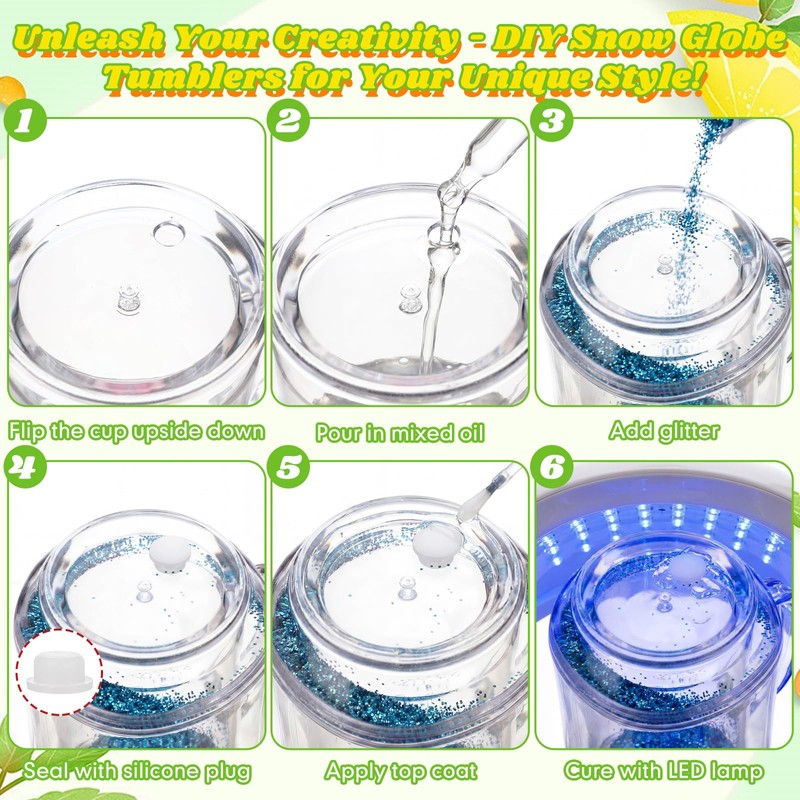 Nuenen 16 Pcs 20 oz Bulk Plastic Snowglobe Tumbler with