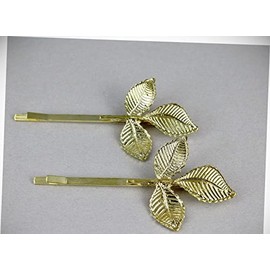 Perfect Hairstyle with Our Hair Accessories - 2 Gold Laurel Leaf Leaves Bobby Bobbi Pins Clip Barrette Hair Pin Set Of 2 Fashionable Hair Accessory Hair Jewelry Accessories for Lady Women