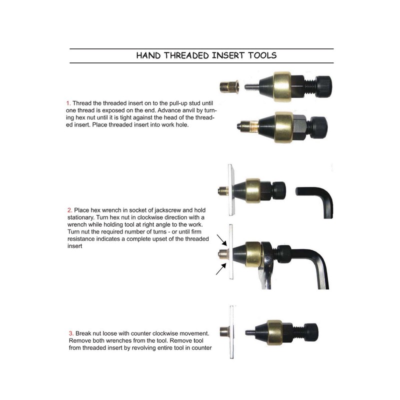 L722-3/8-16 HEX Hand Wrench Threaded Insert Tool for 3/8-16 Inserts