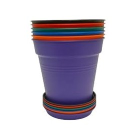 Mintra Home Garden Pots - Flowers, Herbs, Plants, Indoor, Outdoor, Colorful, Wholesale, Bulk (Assorted 6pk, 17cm Diameter (6.6in))