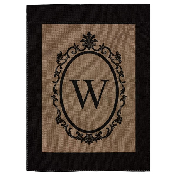pingpi W Monogram Double-Sided Burlap Garden Flag - 12.5" W