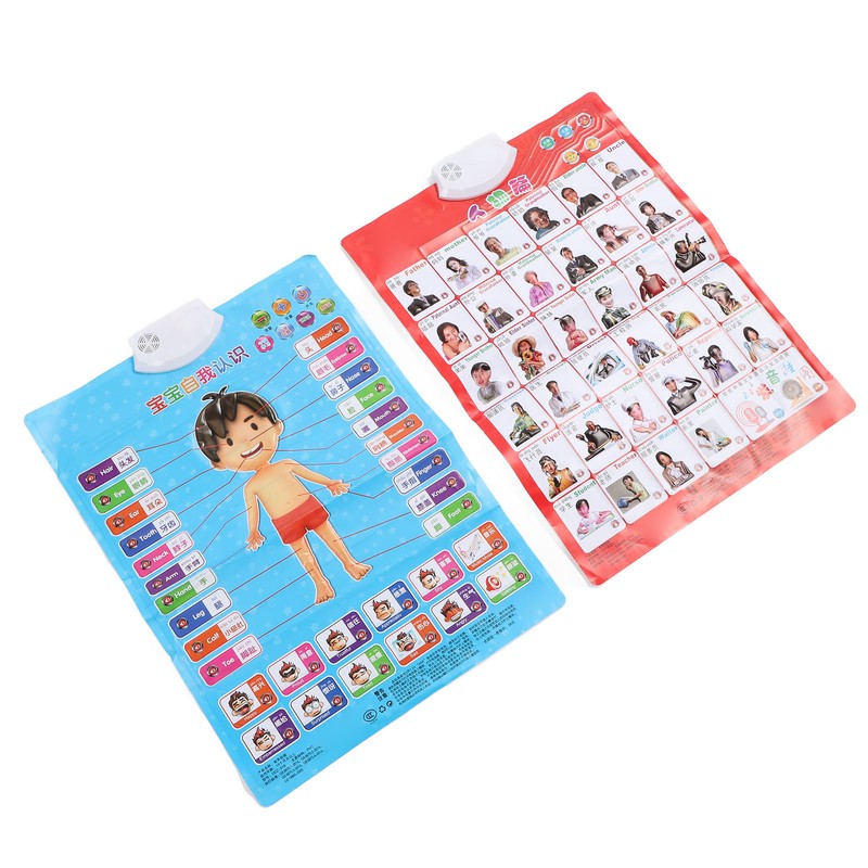 2pcs Chinese English Phonics Posters Multipurpose Fun Early Education Self