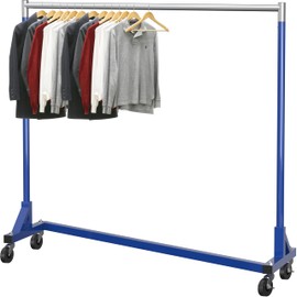 Simple Houseware Industrial Grade Z-Base Garment Rack, 500lb Load with 62 Inches Extra Long Bar, Blue