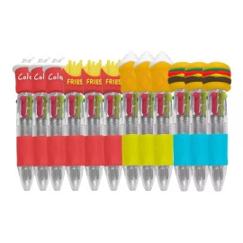 J.H. Company Set 12 Plumas Mini Retractil Figuras Kawaii 4 Colores C179