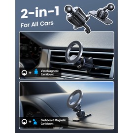 Lamicall for Magsafe Car Mount - [20X N55 Magnets] Magnetic Phone Holder for Your Car Dashboard Vent Car Mount Silver