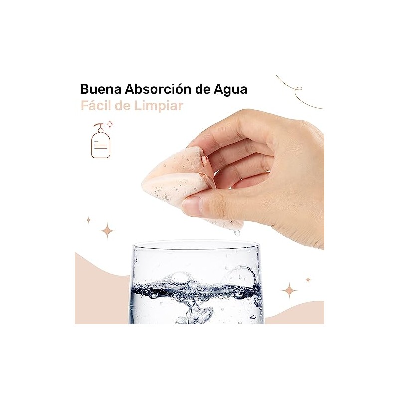 12 Piezas Esponjas Maquillaje Triangular para Polvo, Borlas para Maquillaje