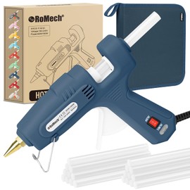 ROMECH Full Size Hot Glue Gun with 60/100W Dual Power and 21 Hot Glue Sticks (7/16"), Fast Preheating Heavy Duty Industrial Gluegun with Storage Case for Crafting, DIY and Repairs (Blue) | ROMECH