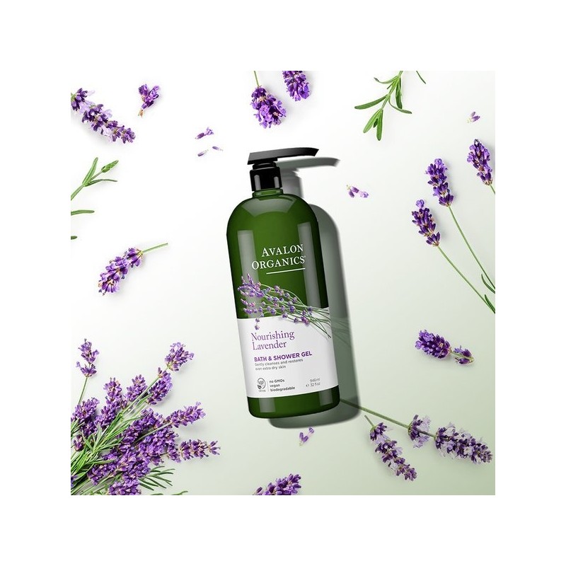 3 Large Size Avalon Organics Lavender Mild Acidic Shower Gels