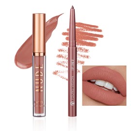 Liquid Lipstick Lip Liner Set, Waterproof & Smudge-proof Lip Gloss Set, Highly Pigmented Lipsticks For Women Long Lasting, Blendable Non-Stick Cup, Velvety Soft Nude Lip Gloss