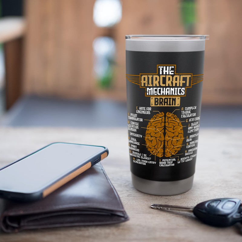 Aircraft Mechanics Brain Aviation Stainless Steel Insulated Tumbler