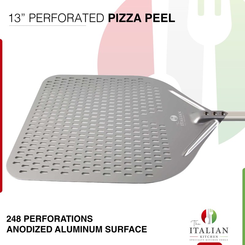 Perforated Pizza Peel 13"W x 16.7"L- Professional Restaurant Grade Large