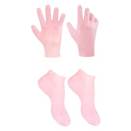 Calcetines y Guantes Hidratantes Exfoliantes Para Pies y Manos Set Cuidado Seca y Agrietada Color Rosa                                                