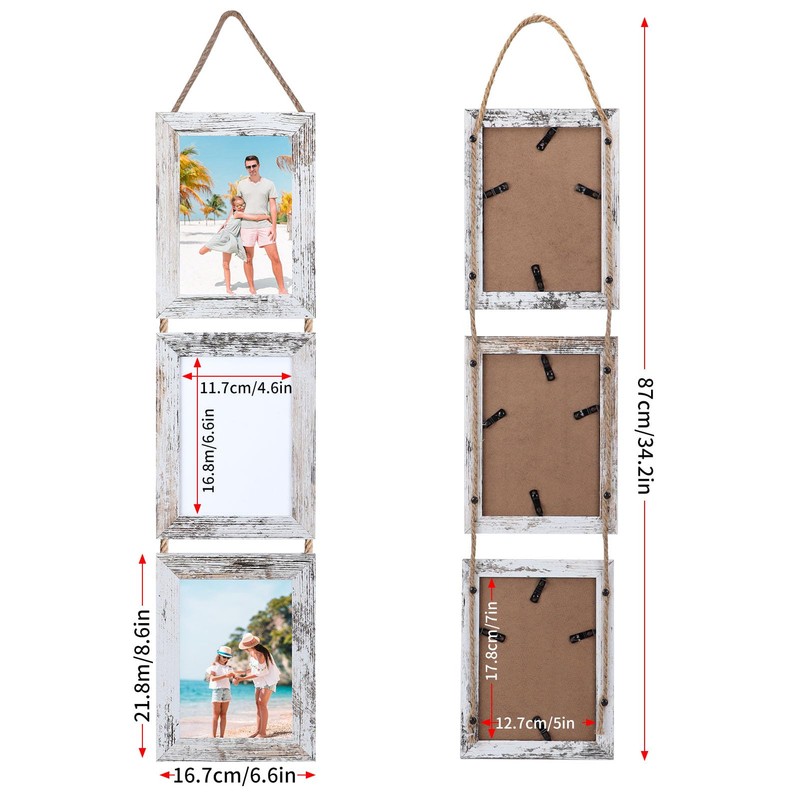 QUTREY 5x7 Collage Picture Frames, 6 Openings Hanging Photo Frame