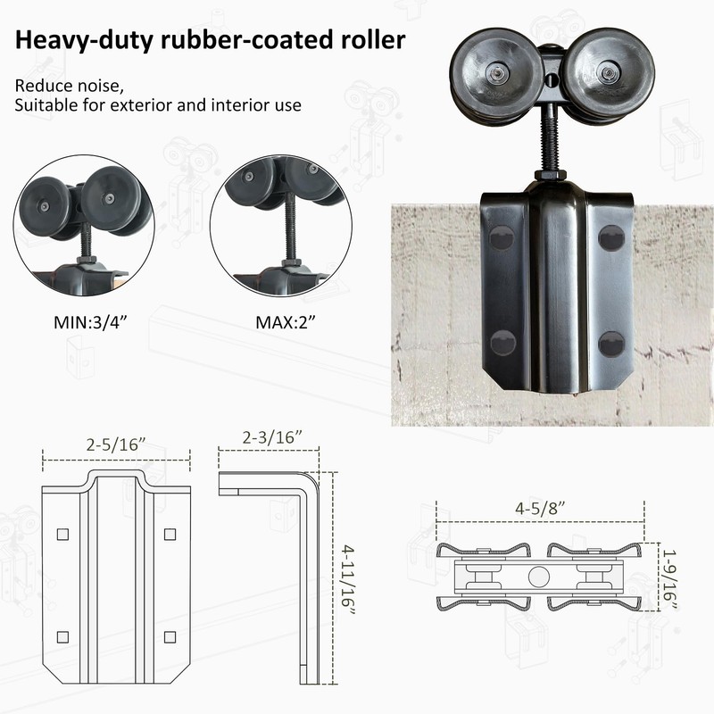 DIYHD 8FT Ceiling Mount Black Sliding Barn Door Hardware, Low
