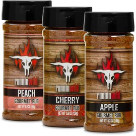 Full Fruits Seasoning Kit | Apple, Cherry and Peach BBQ Rub Set | No Preservatives, No Artificial Flavors, No MSG added | Runnin Wild Foods, 16.1 ounces total (Pack of 3)