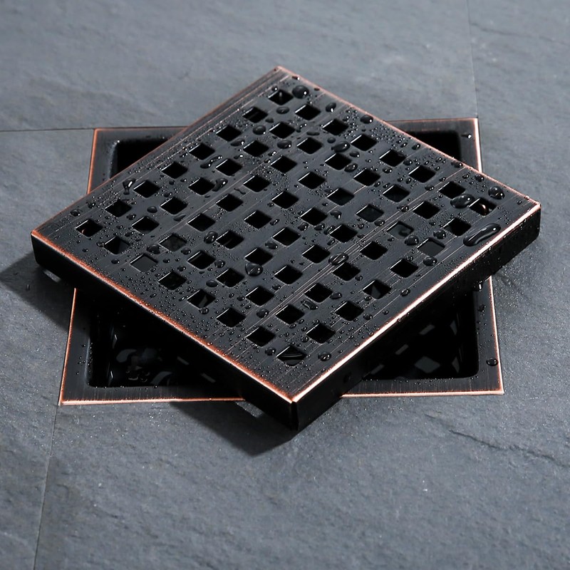 RANDOM Oil Rubbed Bronze Shower Drain Square 6 Inch Shower