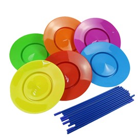 6PCS Spinning Plates with 12PCS Sticks, Boy Girl Hobby Circus Performance Spinning Plates, Juggling Skill Spinning Plate Set(Colorful)