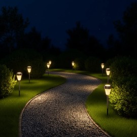 Solar Garden Lights 6Packs IP65 Water Resistant LED Lawn Pathway Lights Multicolor Stainless Steel Glass Solar Powered Yardcolor: Multicolor