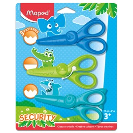 Maped Kidicraft Childrens Safety Craft Scissors (Pack of 3) Zig Zag, Curves & Straight Cut