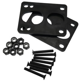 yyangz 4PCS Skateboard PU Spacer 6mm Shock Bite Wheel Riser Pad Skateboard Riser Pad Screw Set Longboard Impact Riser Pad for Cruiser Black