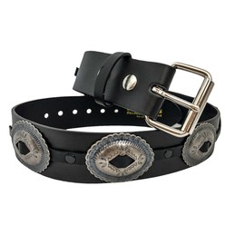 Oval Concho Belt Made In USA Real Leather Punk Goth Thrash Metal (XS-30)