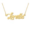 18k Gold Plated Loretta Name Necklace Initial Pendant Charm Stainless